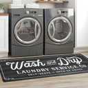 KOZYFLY Laundry Room Rug Runner 20"x60" Non Slip Kitchen Rugs Washable Laundry Room Mat Waterproof Mudroom Floor Carpet Runner Farmhouse Decor, 1.7x5ft, Dark Grey, Wash and Dry