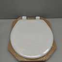 Mayfair Linden Slow Close Toilet Seat, Non Slip Heavy Duty Wood, Easy Install, Round, White