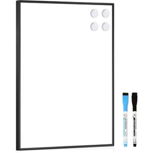 Small Whiteboard, 16'' x 12'' Magnetic White Board Dry Erase Board for Wall, Hanging Black Aluminum Frame Wipe Board for Home, Office, School
