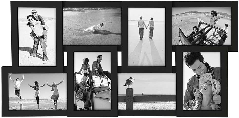 Malden International Designs Black 8 Opening 4x6 Collage Photo Frame