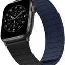 Double Sided Wearable Magnetic Band Compatible with Apple Watch Band 42mm(Series 10/11) 41/40/38mm for Men Women, Soft Silicone Strap for iWatch SE Series 11 10 9 8 7 6 5 4 3, Dark Blue-Black