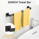 Bathroom Hardware Accessories Set, 10 Piece Black Towel Bar Set Stainless Steel, Towel Racks for Bathroom Wall Mounted Towel Holder Set, 24 inch