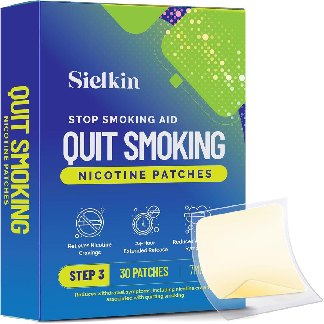 Nicotine Patches to Quit Smoking Step 3, 7 mg - Stop Smoking Aid - Each Patch Provides a 24-Hour Nicotine Transdermal System (30 Patches)