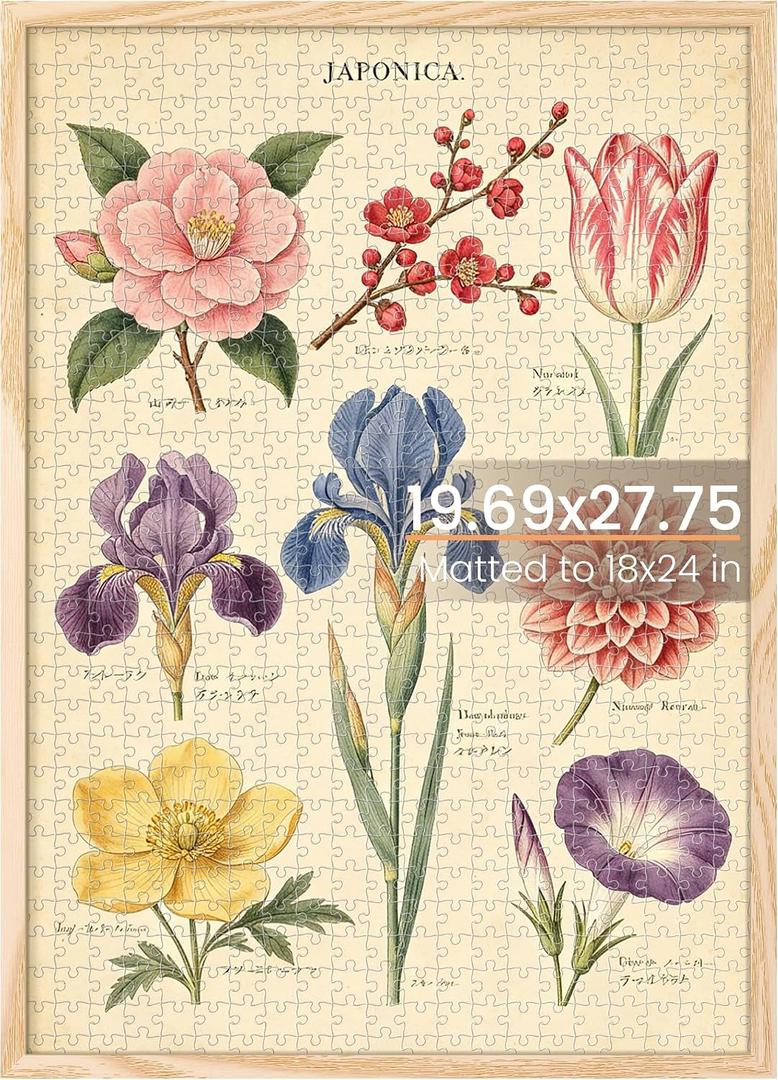 upsimples 50x70cm Puzzle Frame, Wall Decor Frames, Natural Style 1Pcs | 18x24in with Mat or 19.7 x 27.6 Poster Frame without for 1000 Pieces Puzzles, Gallery Wall, Family, Baby, Dorm, Christmas