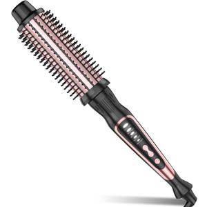 Heated Round Brush, Ceramic Tourmaline Ion Curling Iron, Hot for Fluffy Thermal Brush Curling Wand, Suitable for All Hair Types Tool (Rose Gold, 1.5 inch)
