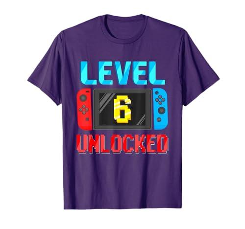 Level 6 Unlocked Birthday Video Gamer 6th Birthday Party T-Shirt.S