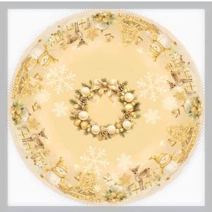 Yanstar Christmas Tablecloth Golden Christmas Pattern - 60x60in Holiday Dining Decor (152x152cm) Wrinkle & Stain Resistant Polyester