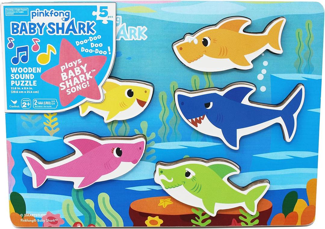 Spin Master Games, Pinkfong Baby Shark Musical Wooden Sound Puzzle, Plays Viral Song, Baby Shark Toddler Toys, for Kids Who Love Music, for Ages 2 & Up