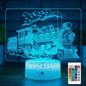 NINE SQUARE EGOU Kids Train Decor Night Light, Night Train Lamp with Touch and Remote 7 Colors Changing Timer Dimmable Cool Room Decor Trains for 4 Year Old Boys as Bedside Lamp for Boys Girls