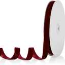 5/8" X 20 Yards Burgundy Velvet Ribbon for Christmas Tree Wreath Vintage Decoration Handmade Crafts Ornaments Gift Wrapping and Bow Making