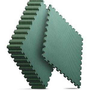 Home Gym Mat, Puzzle Exercise Mat, EVA Interlocking Foam Floor Tiles for Home Workout Equipment and Kids' Play Areas - Blue, 24 in x 24 in x ½ in - (Green)