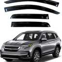 KPY Window Visor Compatible with Honda Pilot 2016-2022 (Excludes Touring Models), 4PC Rain Guard Side Window Vent Deflectors Tape-On Style, 2016 2017 2018 2019 2020 2021 2022