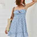 CIDER Womens Floral Spaghetti Strap Dress Summer Cute Vacation Sundress Dress Blue (Blue, L)