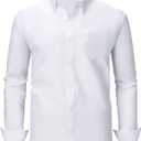 Oxford Dress Shirts for Men Big and Tall(Size XXL Big-6XL Big&Tall) Button Down Long Sleeve Business Casual Collared Shirts (White, XXXL)
