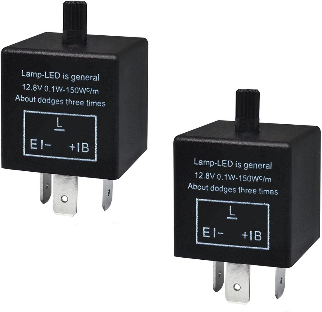 CF-14 Led Flasher Relay (Set of 2), 3 Pins Adjustable Turn Signal Relay CF14 - Flasher Relay for Led Lights Hyper Blink Flash Resolve Rapid Quick Flash Issue