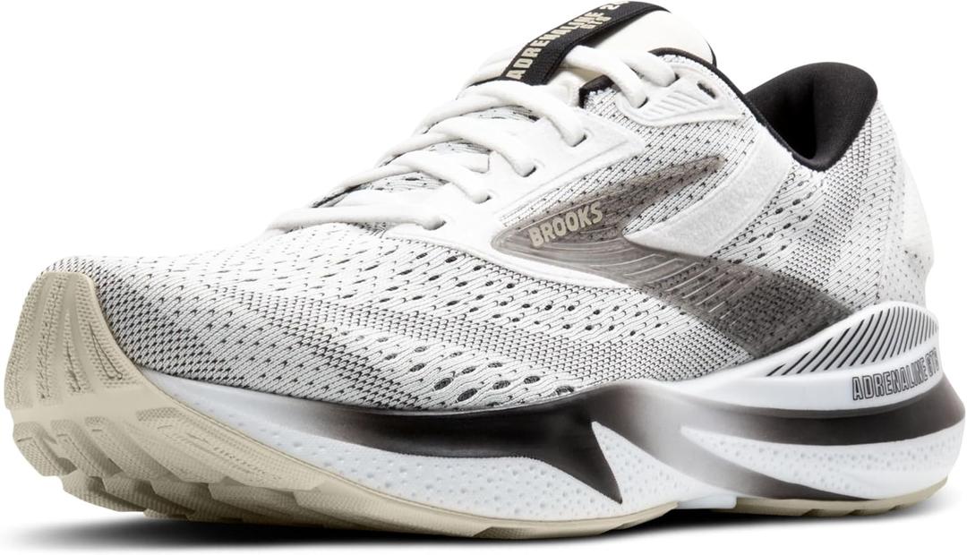 Brooks Mens Adrenaline GTS 24 Supportive Running Shoe (9 Medium, White/Black/Pelican)