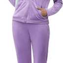 Marvmys Velour Tracksuit Womens 2 Piece Outfits Velvet Sweatsuit Jogging Suit Full Zip Up Hoodie and Sweatpants Set (X-Large, Lilac)