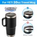 20 oz Replacement Screw Top Lid for YETI TraveI Mug with Threads Only, Spill Proof Stronghold Lid for YETI Threaded Travel Mug(1 Pack)