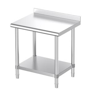 Stainless Steel Table, 30 x 24 Inches Commercial Metal Prep & Work Table with Backsplash and Adjustable Undershelf for Kitchen Restaurant Home Garage Warehouse