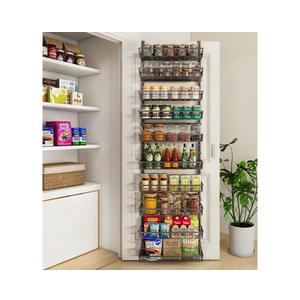 Mefirt 10-Tier Over The Door Pantry Organizer, Pantry Organization and Storage, Black Metal Hanging Adjustable Basket, Wall Spice Rack Seasoning Shelves, Home & Kitchen Essentials