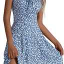 HUHOT Summer Sun Dresses for Women 2025 Adjustable Square Neck Sleeveless Midi Floral Graduation Beach Casaul Sundresses,. S