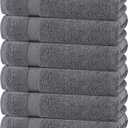 White Classic Wealuxe Grey Towels for Bathroom 6 Pack, Cotton Bath Towel Set for Hotel, Gym, Spa, Soft Extra Absorbent Quick Dry 24x50 Inch (Gray)