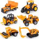 Oriate Construction 6PCS/Set diecast car, Including bulldozers, Forklift, Excavator & Other Educational Indoor & Outdoor Toy Cars, mini car Models for Boys and Girls 3 Years Old Birthday Easter Gifts