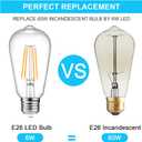 Ascher Vintage LED Edison Bulbs, 6W, Equivalent 60W, Non-Dimmable, High Brightness Warm White 2700K, ST58 Antique LED Filament Bulbs with 80+ CRI, E26 Medium Base, Clear Glass, Pack of 4