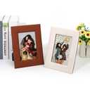2 x Textured Picture Frame with Stand, PU Leather, Multiple Colors Available(Brown)