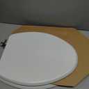 Mayfair Bennett Toilet Seat with Brushed Nickel Hinges, Slow Close Wood Seat, Secure Metal Hinges, Easy Install, Elongated, White