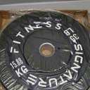 Signature Fitness 2" Olympic Bumper Plate Weight Plates with Steel Hub (Black)