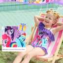 My Litle Pony One Piece Swimsuit Pony Print Off-Shoulder Ruffle Summer Swimwear Beach Pool Kids, Pink, 4-5Y