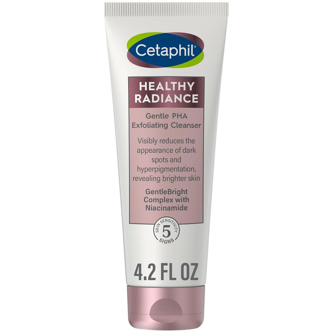 Cetaphil Face Wash, Healthy Radiance Gentle Exfoliating Cleanser, Visibly Reduces Look of Dark Spots and Hyperpigmentation, Designed for Sensitive Skin, Hypoallergenic, Fragrance Free, 4.2oz