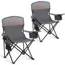 ALPHA CAMP Camping Chair 2 Pack Portable Chair with 3-Can Cooler Folding Chair with Side Pocket and Cup Holder, Collapsible for Camping, Tailgates, Beach, Fishing and Sports,2PC