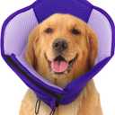 Dog Cone - Soft Cone for Dogs to Stop Licking, Pet E-Collar Alternative After Surgery, Adjustable Pet Recovery Collar for Wound Healing, Purple,  Large