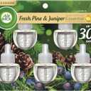 Air Wick Plug in Scented Oil Refill, 4 ct, Fresh Pine and Juniper, Air Freshener, Essential Oils, Fall Scent, Fall decor