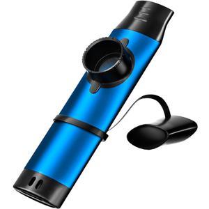 Kazoo - Professional Metal Musical Instrument with 5 Extra Membranes, Adjustable Tone for Guitar, Ukulele, Piano & Singing, Durable Brass, Portable for Adults - Blue