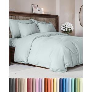 Duvet Cover Full Size - Extra Soft Full Size Duvet Cover - Lightweight, Breathable & Cozy - Easy Care & Fade Free w/ Zipper Closures & Ties - 80" x 90" Inches - (Ice Blue) Comforter Not Included