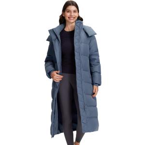 Pioneer Camp Women's Thickened Long Down Jacket 650+ Fill Power Puffer Jacket Winter Coat Parka Jacket with Hood (Large, Grey)