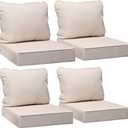 AAAAAcessories Outdoor Deep Seat Cushions, Waterproof, Fade-Resistant Patio Furniture Replacement Cushions, 24" x 24" x 5", Set of 4, Khaki Beige