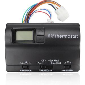 USTAR Upgraded RV 6536A3351 Digital Thermostat Compatible with Coleman Mach, Two-Stage Digital Thermostat Fit for Heat Pump and Gas Furnace, Wall-Mounted Black