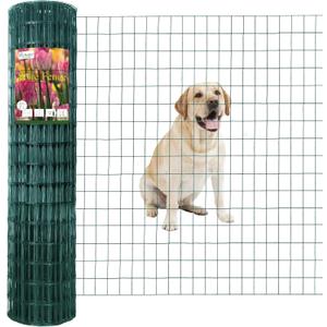 FOREHOGAR Green PVC Coated Welded Wire Fence 48 Inch x 100 Foot, 2 Inch x 3 Inch 16GA, Garden Border Fencing Roll Vinyl Coating Metal Wire Mesh for Yard Vegetable Plant Protection Poultry Netting