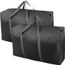 100L Extra Large Storage Bags, Big Moving Bags with Strong Zippers & Carrying Handles, Packing Bags for Moving, Storage, Travel and Camping, Storage Totes For Space Saving (Black, 2 Pack)