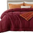 Bedsure Comforter Duvet Insert - Quilted Comforters King Size, All Season Duvet, GentleSoft Down Alternative Bedding Blanket, with 8 Tabs, Gifts for Women/Men, Red, King 90 x 102 Inches