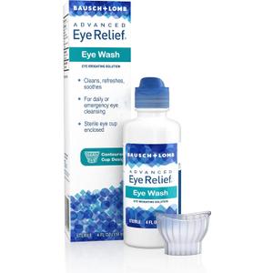Advanced Eye Relief Eye Wash from Bausch & Lomb, Eye Irrigating Solution, 4 Fl Oz (118 mL) (4 Fl Oz (Pack of 6))
