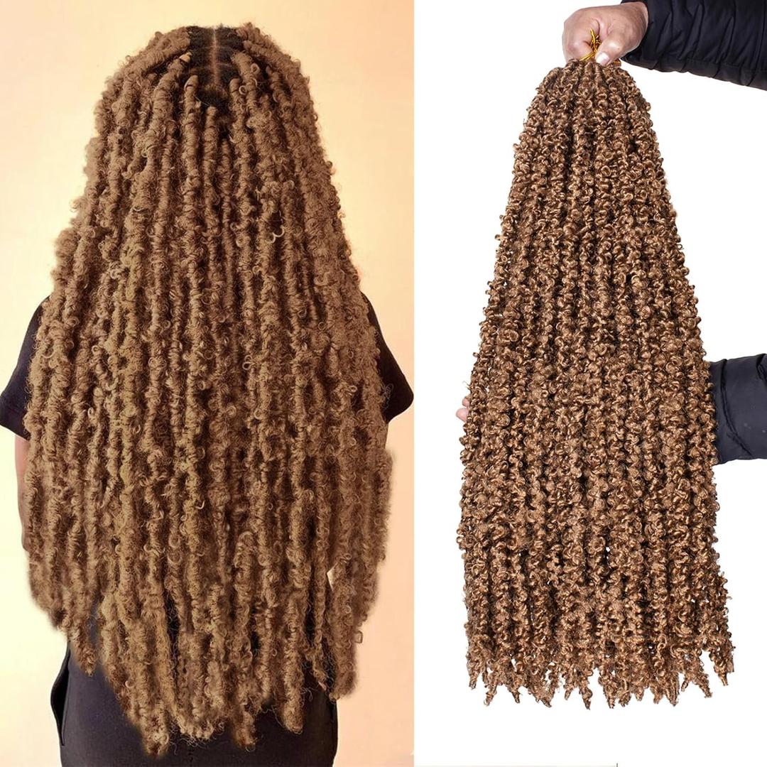 Leeven Pre-twisted butterfly locs crochet hair 24 Inch Blonde BoHo Butterfly Faux Locs Crochet Braids Hair Distressed Butterfly Loc Hair Extensions for Women 27#