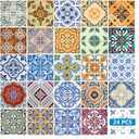 Backsplash Tile Stickers 24 PC Set Authentic Traditional Talavera Tiles Stickers Bathroom & Kitchen Tile Decals Easy to Apply Just Peel and Stick Home Decor 4x4 Inch (Portuguese Pattern HA3)