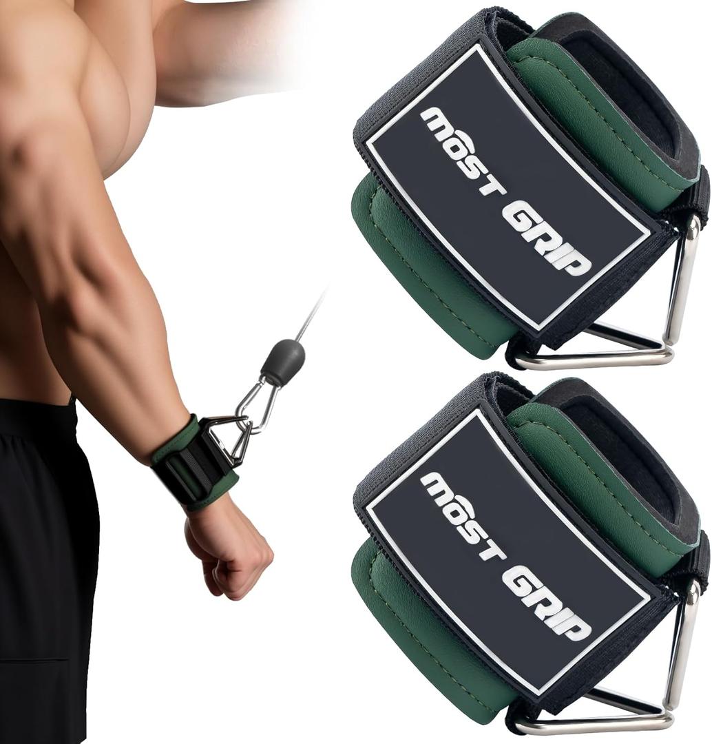 Wrist Cuffs with D-Ring, Wrist Wraps for Weightlifting with Neoprene Padding, Wrist Straps for Cable Machines (Olive Green)