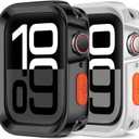 Amizee 2 Pack Rugged Case Compatible with Apple Watch Case Series 10 42mm(2024), Soft TPU Shockproof Bumper Drop Proof Protective Cover for iWatch (Plating Black/Clear) (42mm(Series10))
