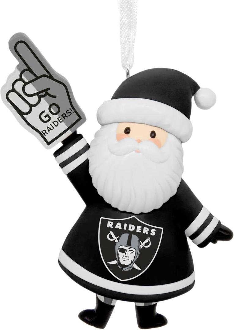 Hallmark NFL Las Vegas Raiders Santa Fan Christmas Ornament, Gifts for Sports Fans
